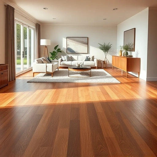 Hardwood flooring installation in a modern West Dundee living room with oak planks and elegant decor.