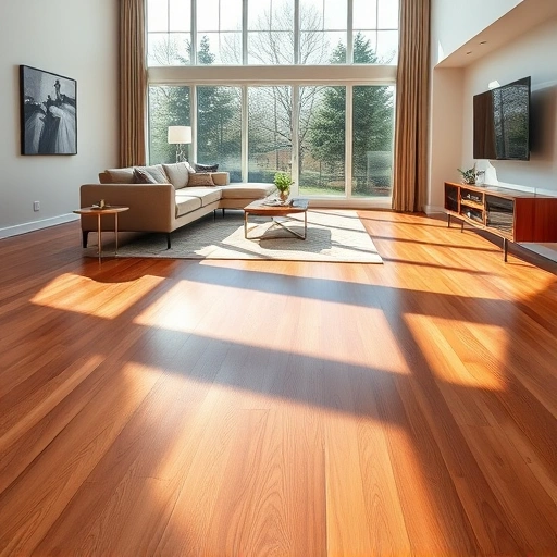 Hardwood flooring shines in a modern Round Lake living room with elegant furniture and natural light.
