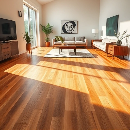 Custom hardwood flooring installation in Waukegan, IL, showcasing rich textures and warm honey tones in a modern space.