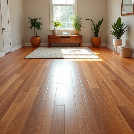 Hardwood floor dent repair in a well-decorated Algonquin room, showcasing polished finish and natural light.