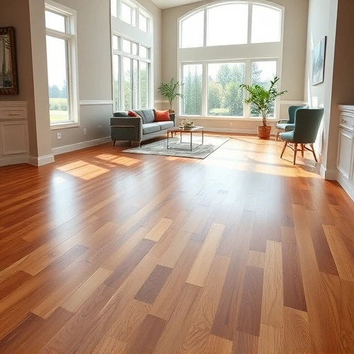 Stylish hardwood flooring installation in a suburban home with warm oak tones and elegant decor in Hoffman Estates IL.