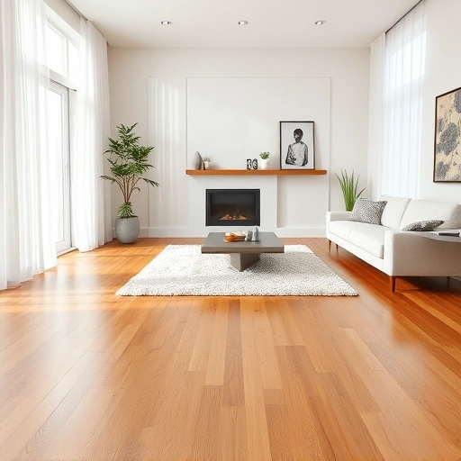 Hardwood flooring installation in a modern living room with oak floors, neutral walls, and stylish decor in Inverness IL.
