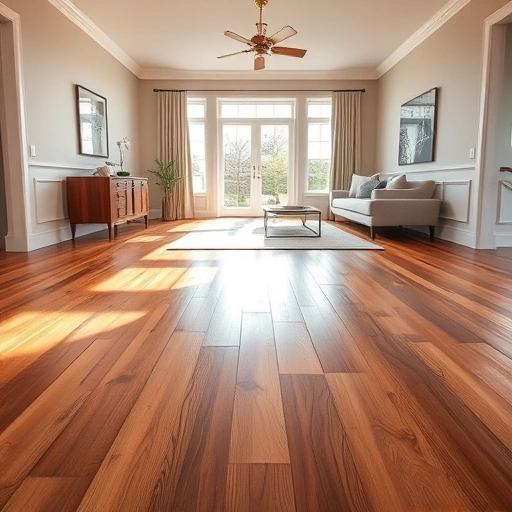 Hardwood floor replacement in Algonquin IL showcases warm tones and elegant decor in a polished living area.