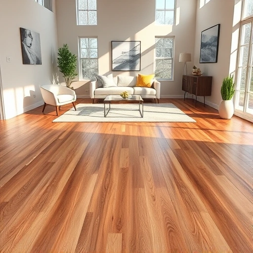 Custom hardwood flooring installation in Lake Zurich, IL, showcasing rich textures and elegant decor in a bright room.