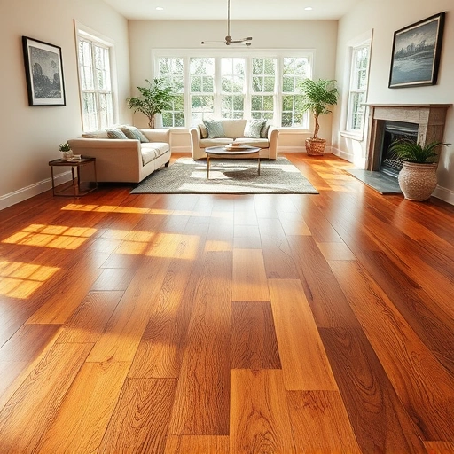 Custom hardwood flooring installation in Fox Lake IL featuring rich oak planks, elegant decor, and natural lighting.