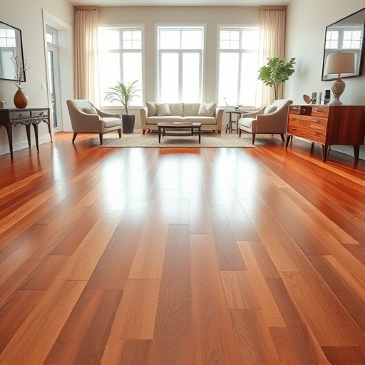 Beautifully sealed hardwood floor in Algonquin IL, showcasing rich grain patterns and modern decor in a bright room.