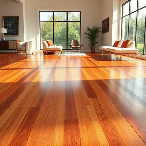 Hardwood floor screen and recoat in Algonquin IL with polished surface, elegant decor, and warm ambient lighting.