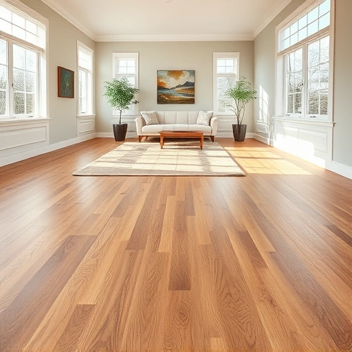 Completed hardwood flooring installation in Highwood IL featuring polished oak planks and elegant decor accents.