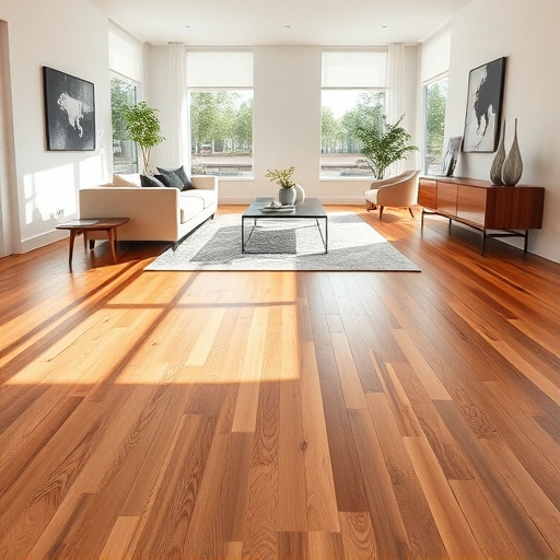Hardwood flooring installation in a modern Buffalo Grove living room with polished wood, natural light, and minimal decor.