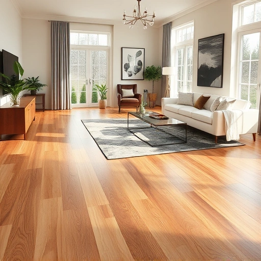Newly installed hardwood floor in a stylish Algonquin IL home, showcasing rich grain, warm tones, and elegant decor.