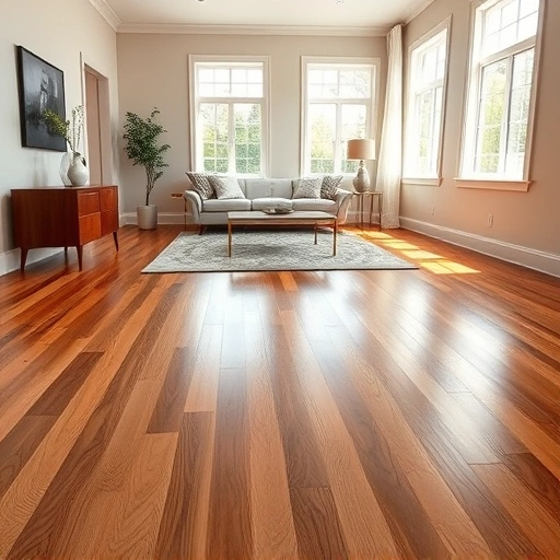 Custom hardwood flooring installation in McHenry IL with polished oak, minimalist decor, and elegant natural light.