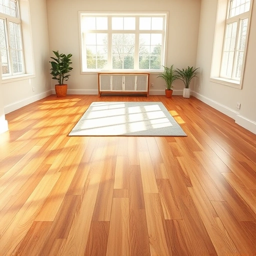 Engineered hardwood floor installation in a spacious Algonquin living room with natural light and elegant decor.