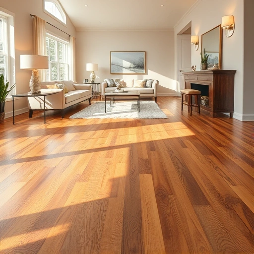 Custom hardwood flooring installation in a stylish West Dundee home, showcasing rich wood tones and elegant decor.