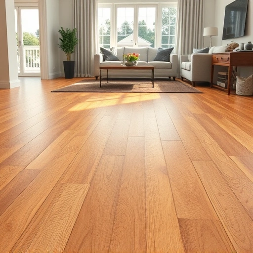Hardwood floor dent repair in Algonquin IL showcasing seamless restoration, rich oak tones, and elegant decor.