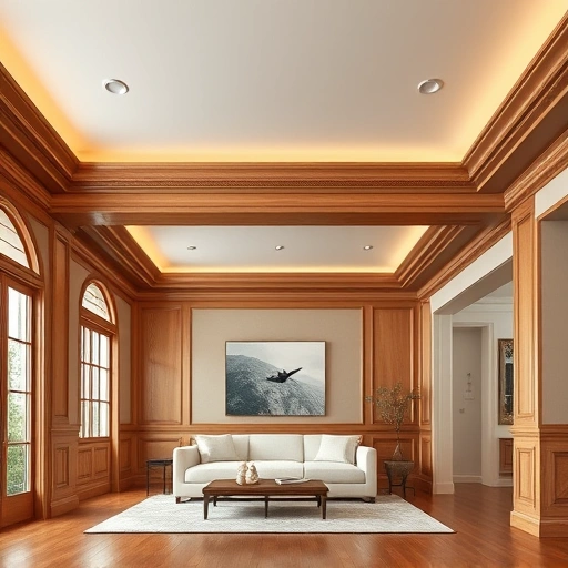 Elegant living room in Algonquin, IL with intricate molding and trim, showcasing detailed craftsmanship and warm tones.