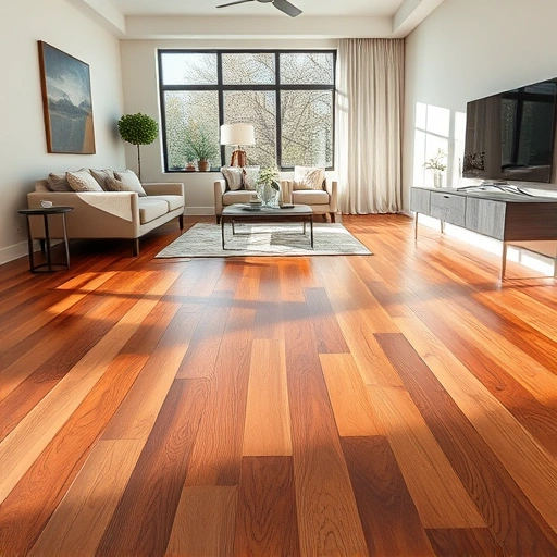 Custom hardwood flooring installation in a modern Bartlett IL living space with polished planks and minimalist decor.
