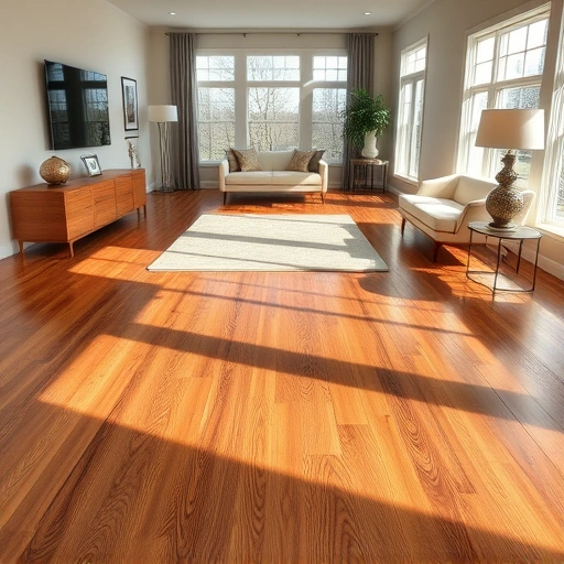 Custom hardwood flooring installation in Crystal Lake IL with rich wood tones, polished finish, and elegant decor.