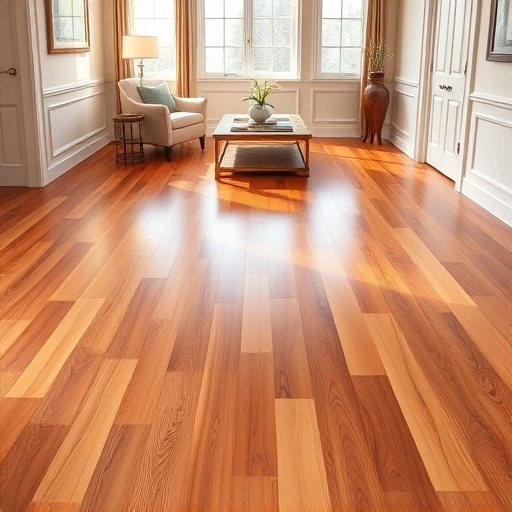 Hardwood flooring installation in Schaumburg IL showcasing rich wood grains and polished finish in a stylish interior.