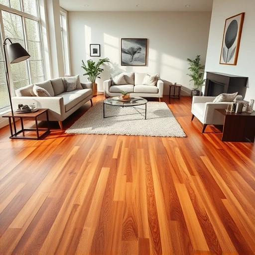 Hardwood flooring in a modern Lake in the Hills living room with warm tones, sleek furniture, and natural light.