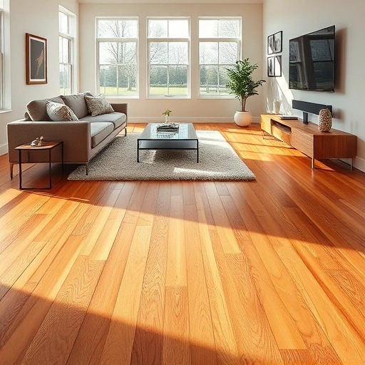 Hardwood flooring installation in a modern Lake Forest living room with warm oak finish and contemporary decor.
