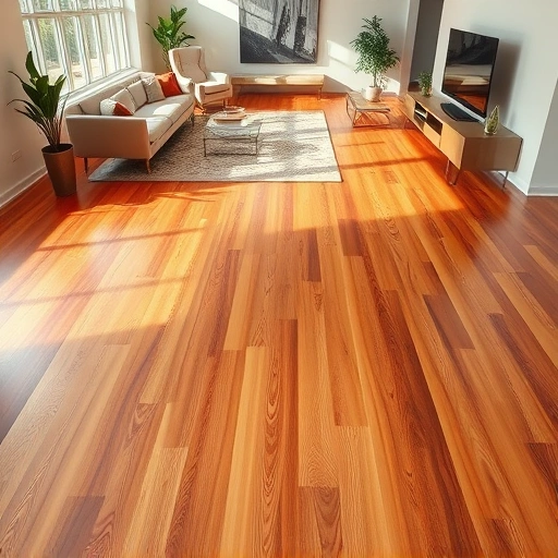 Nail-Down Hardwood Floor Installation in a modern Algonquin living room with warm-toned planks and elegant decor.