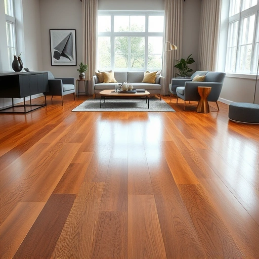 Polished wooden floor finish in modern Algonquin room with elegant furniture and natural light highlights craftsmanship.