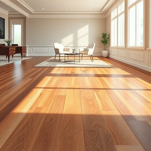 Custom hardwood flooring installation in a sunlit room with elegant decor and rich wood grain details in Highland Park IL.