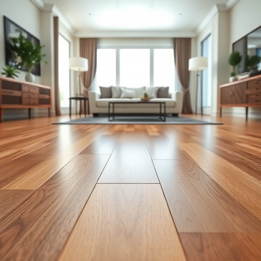 Hardwood floor patch repair in Algonquin IL, showcasing seamless integration and rich wood grain in a modern living room.