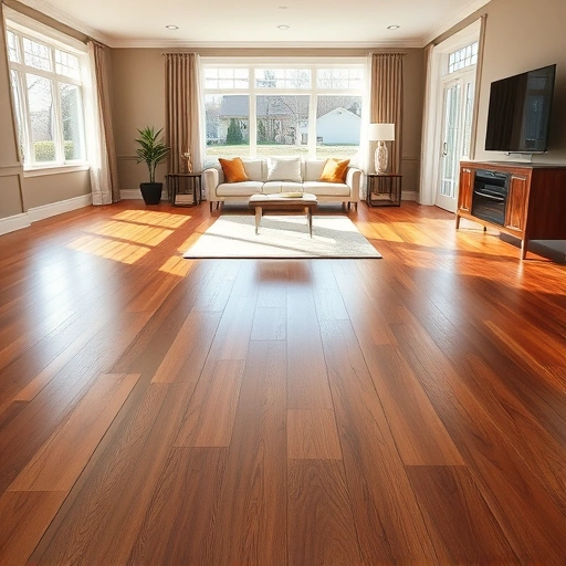 Custom hardwood flooring installation in a stylish Barrington IL living room with natural light and elegant decor.