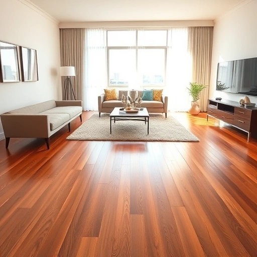 Sophisticated living room in Hanover Park featuring polished hardwood flooring and elegant decor elements.