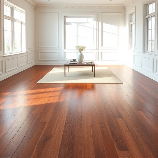 Hardwood floor replacement in Algonquin IL with rich mahogany and oak tones, polished finish, and elegant decor.