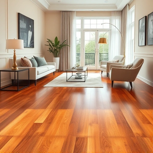 Hardwood floor recoating in Algonquin IL showcasing a warm finish and elegant minimalist room design with natural light.
