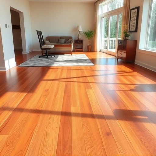 Nail-Down Hardwood Floor Installation in Algonquin, IL shows polished wood with intricate grains in a modern living space.