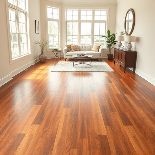 Custom hardwood flooring installation in Fox Lake IL with rich tones, elegant baseboards, and stylish decor accents.