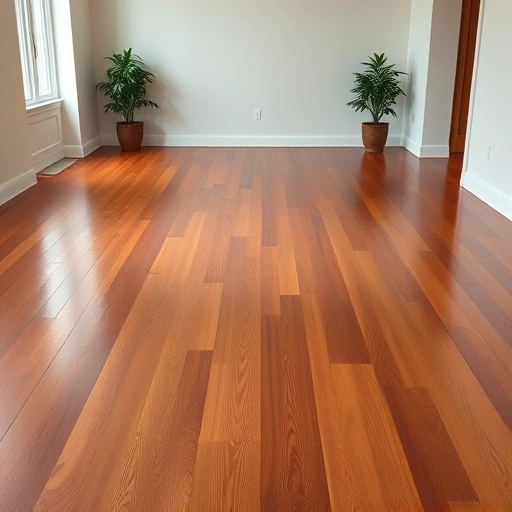 Freshly stained hardwood floor in Algonquin IL, showcasing rich tones and smooth finish in an inviting space.