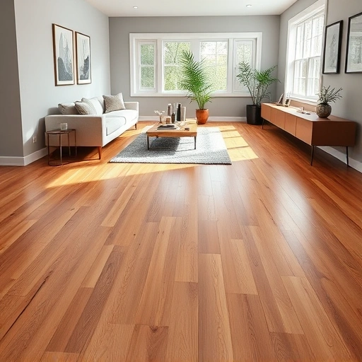 Hardwood flooring installation in a modern Bloomingdale home with oak planks and stylish minimalist furniture.