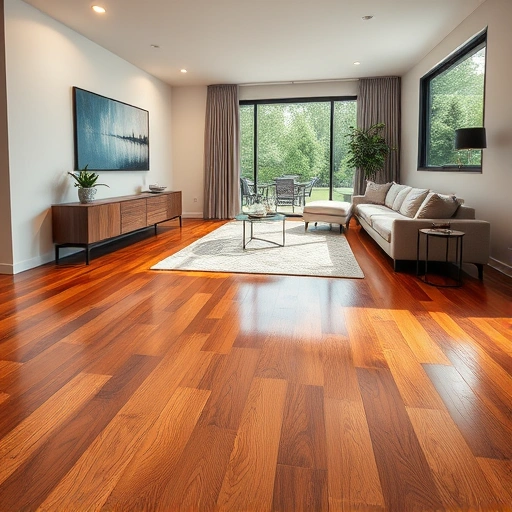 Custom hardwood flooring installation in Hawthorn Woods IL features rich polished planks in a modern living space.
