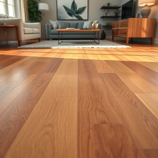Close-up of expertly repaired hardwood floor in Algonquin IL, showcasing smooth seams and rich wood grain in a cozy living room.