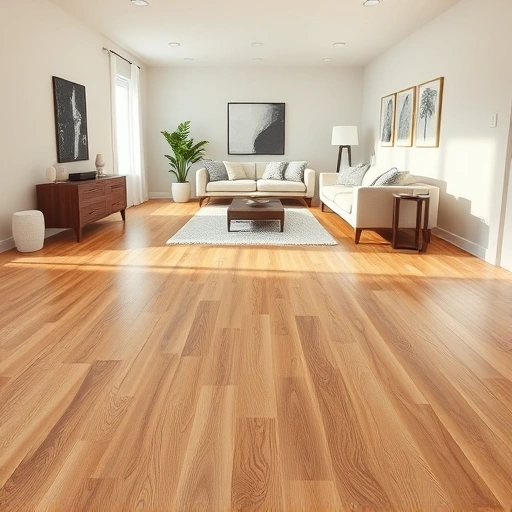 Hardwood flooring installation in modern Waukegan living room with polished oak planks and contemporary decor.