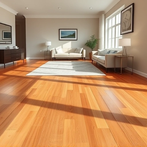 Hardwood floor repair in Algonquin, IL, showcasing rich wood tones, polished finish, and elegant decor in a stylish room.