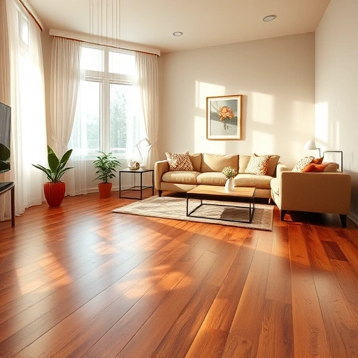 Custom hardwood floor installation in a warm living room with elegant furniture and soft natural light in Algonquin IL