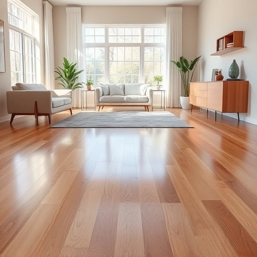Pristine hardwood floor in Algonquin IL with natural light, modern furniture, and elegant decor enhancing its beauty.