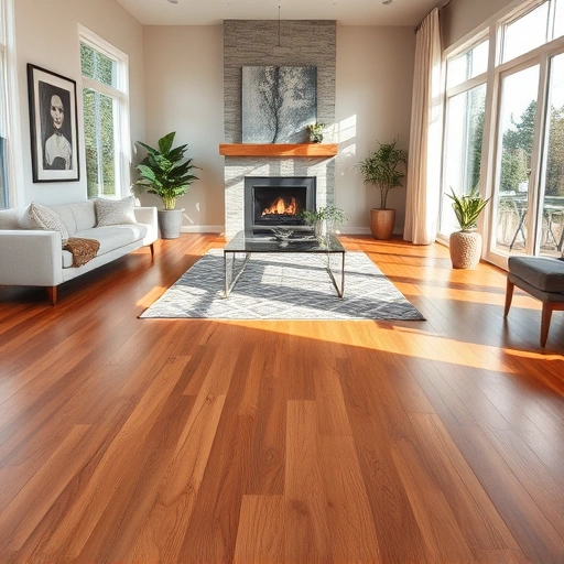 Hardwood flooring installation in a modern Kildeer living room with warm wood tones, elegant decor, and cozy ambiance.