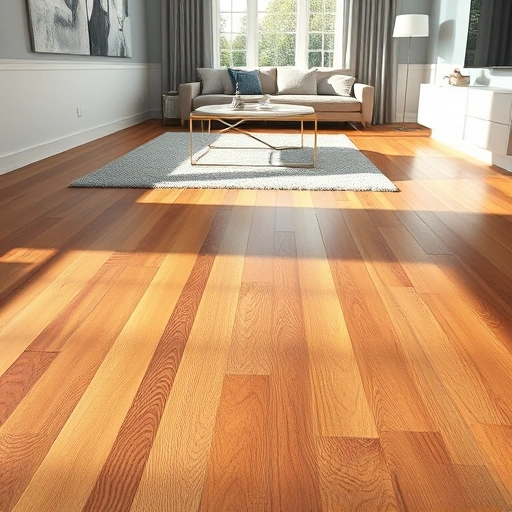 Hardwood floor dent repair in Algonquin IL, showcasing a polished finish and elegant room decor with natural light.