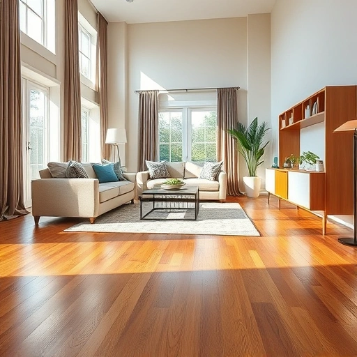 Stylish living room in Round Lake, IL with polished hardwood floors, modern decor, and inviting natural light.