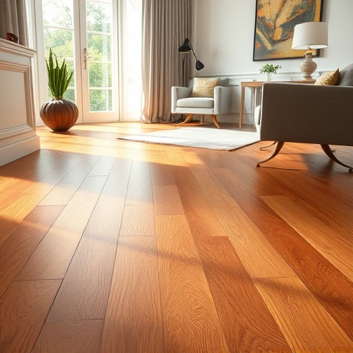 Hardwood floor gap repair in Algonquin IL showcasing seamless integration and rich wood grain textures in a stylish room.