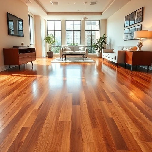 Polished wooden floor with rich sheen in a stylish Algonquin interior showcasing craftsmanship and elegance.