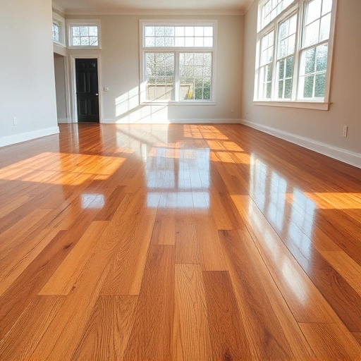 Spacious room with polished hardwood flooring, natural light, warm tones, and elegant decor in Algonquin, IL.