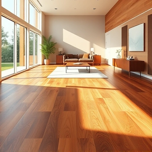 Custom hardwood flooring installation in Hanover Park IL featuring polished planks in rich tones, elegant decor, and natural light.