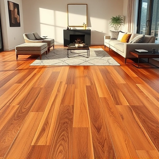 Custom hardwood flooring installation in South Elgin IL featuring polished planks, area rugs, and stylish furniture.